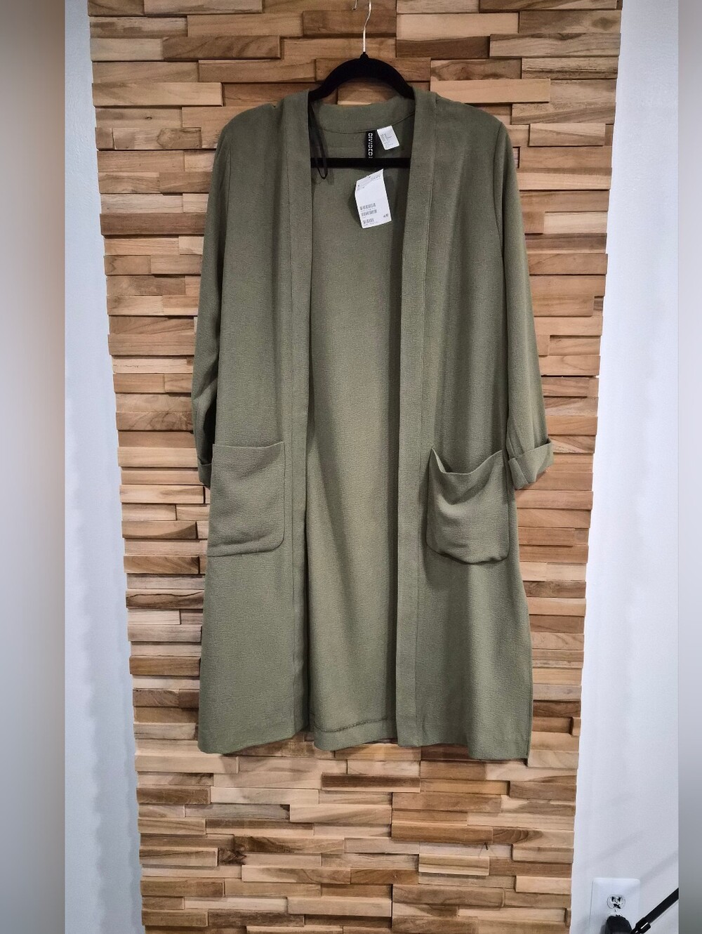 H&M Divided Olive green longline cardigan with pockets - Size 12 - New with Tags